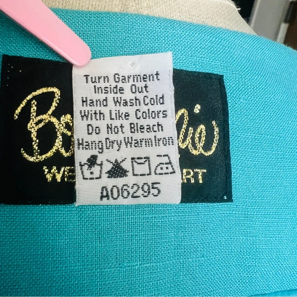 VTG Bob Mackie Wearable Art Jacket Turquoise SZ L Linen Blend Floral Retro - Picture 9 of 9